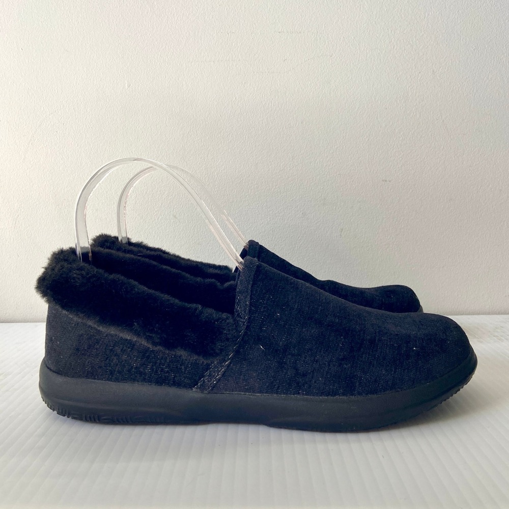 Vionic Clare Faux Fur Cozy Collar‎ Orthotic Arch Support Slippers Black Womens 7